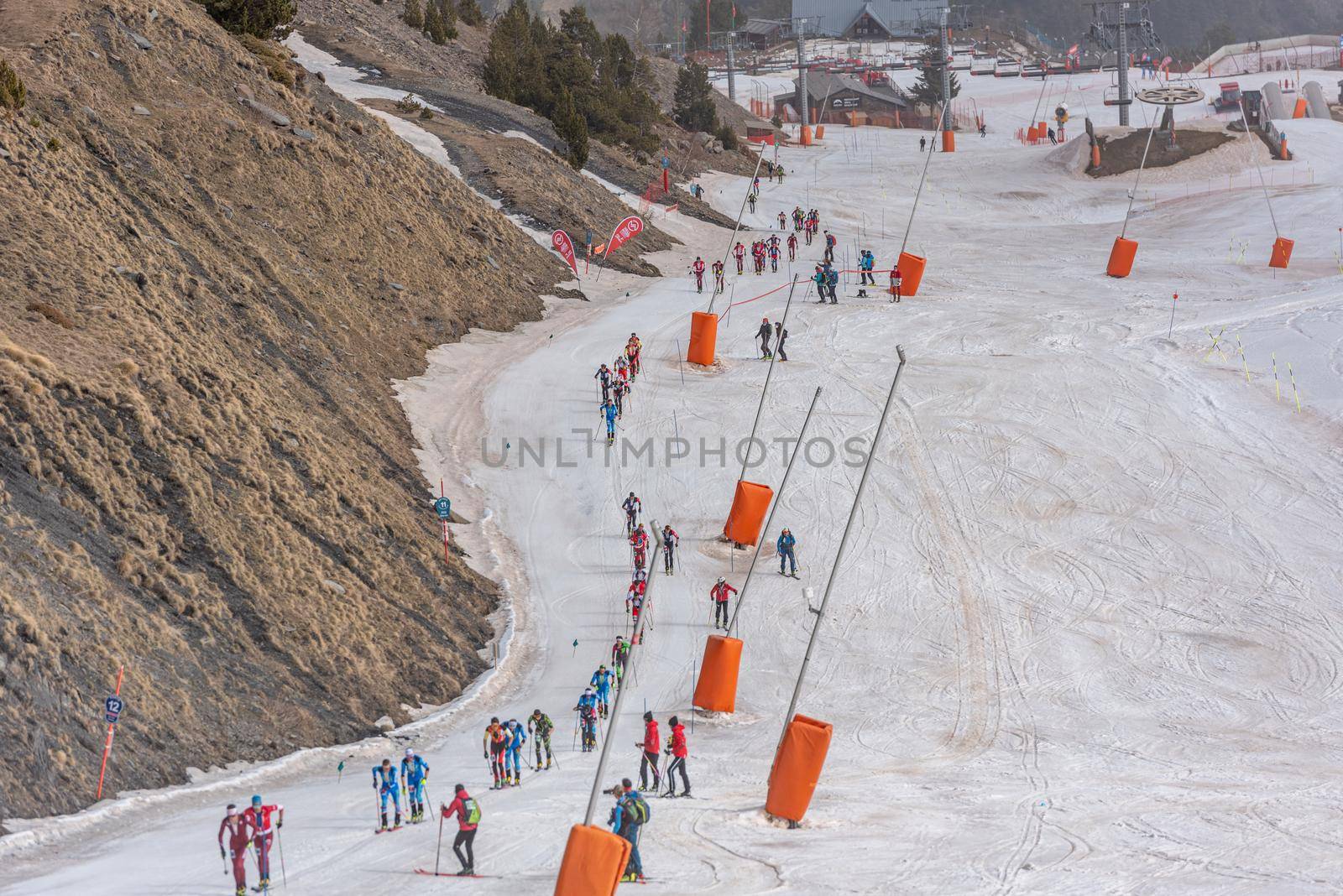 Arinsal, Andorra: 2021 March 4: Skiers in the ISMF WC Championships Comapedrosa Andorra 2021