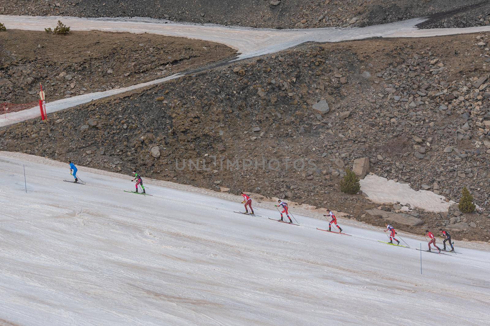 Arinsal, Andorra: 2021 March 4: Skiers in the ISMF WC Championships Comapedrosa Andorra 2021