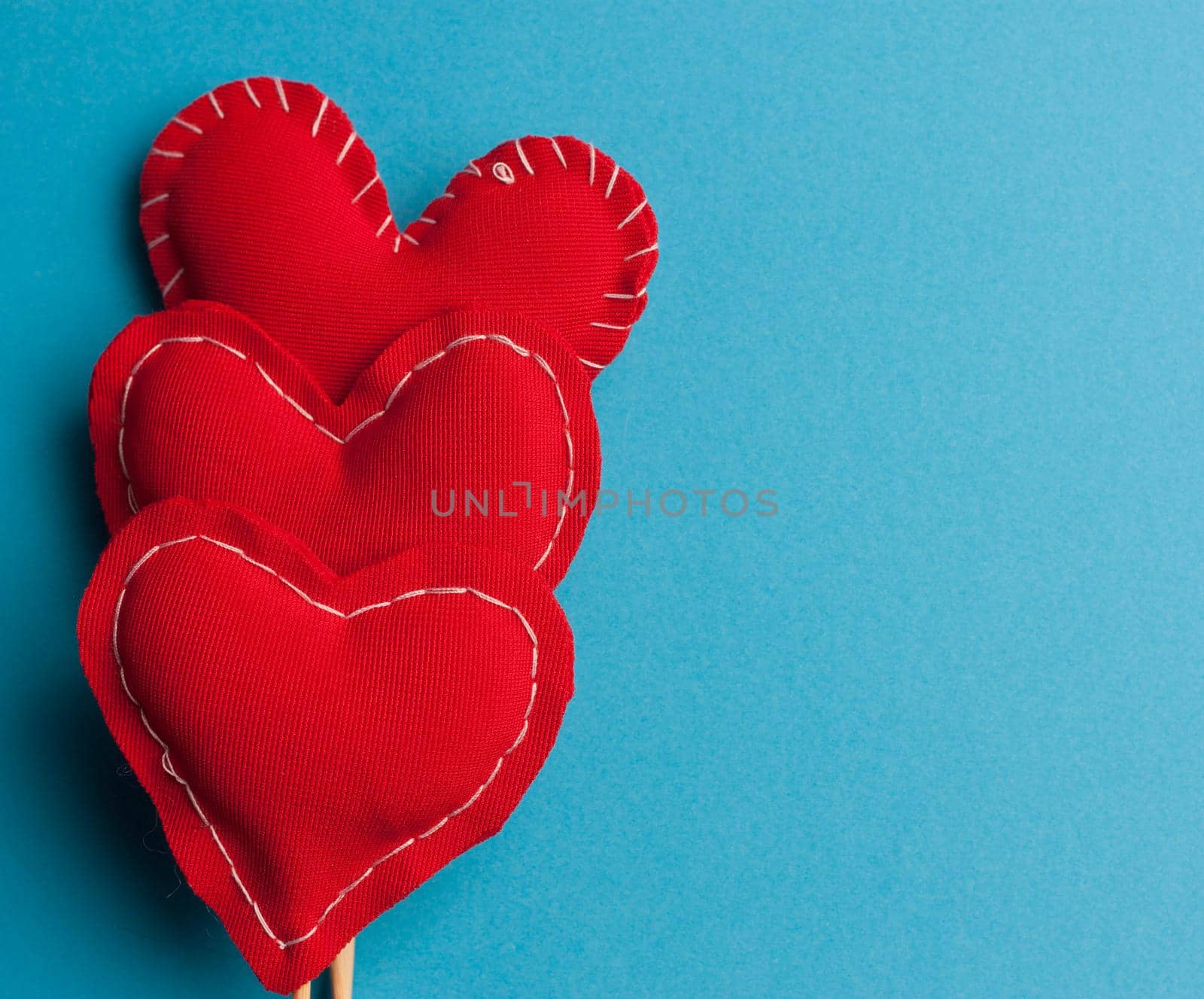 heart on stick gift love holiday valentines day blue background. High quality photo