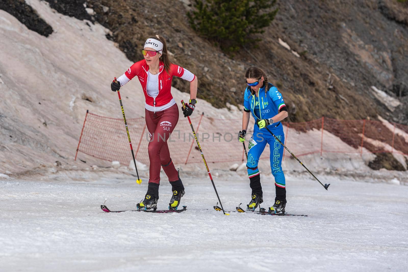 Arinsal, Andorra: 2021 March 4 :  SCHMID Alessandra SUI in the finish line ISMF WC Championships Comapedrosa Andorra 2021 Vertical Race.