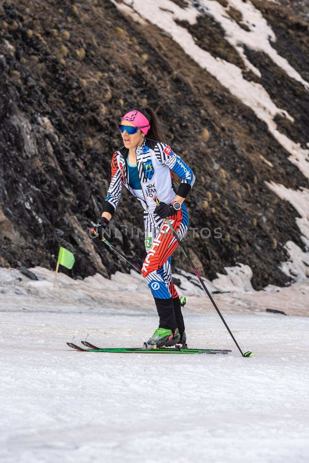 Arinsal, Andorra: 2021 March 4 : JAGERCIKOVA Marianna SVK in the finish line ISMF WC Championships Comapedrosa Andorra 2021 Vertical Race.