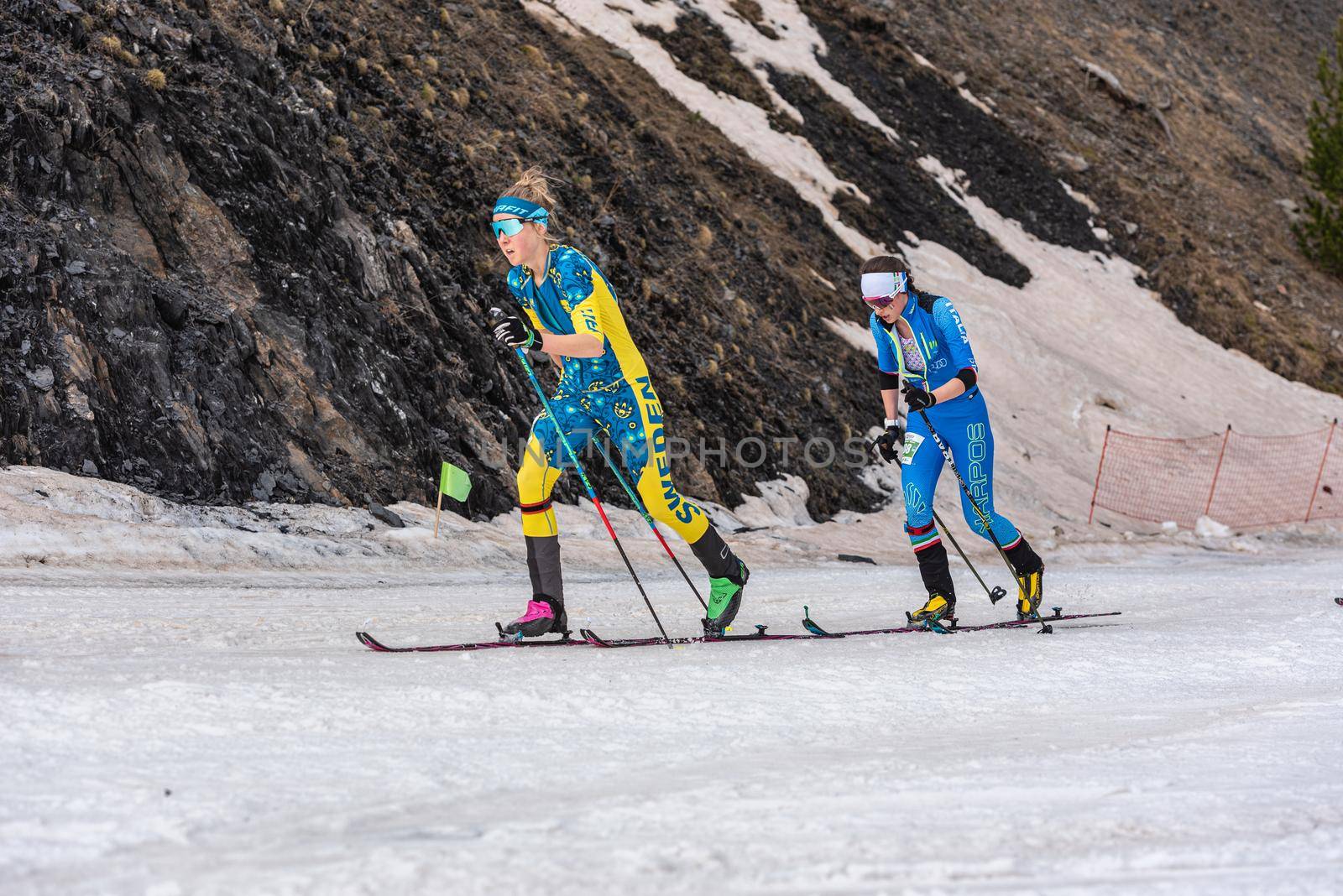 Arinsal, Andorra: 2021 March 4 : BORGSTRöM Fanny SWE in the finish line ISMF WC Championships Comapedrosa Andorra 2021 Vertical Race.