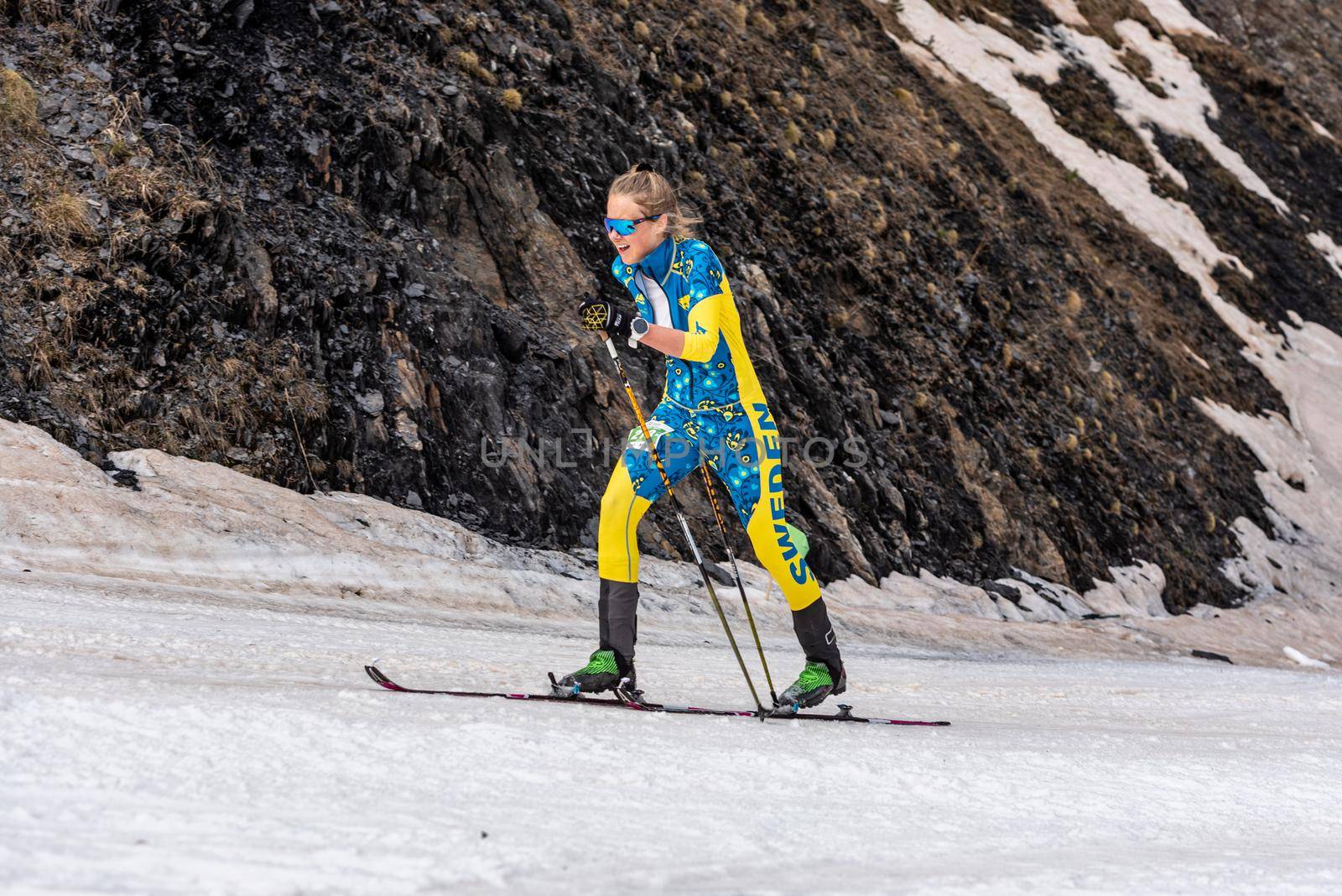 Arinsal, Andorra: 2021 March 4 : ÅSTRöM Johanna SWE in the finish line ISMF WC Championships Comapedrosa Andorra 2021 Vertical Race.
