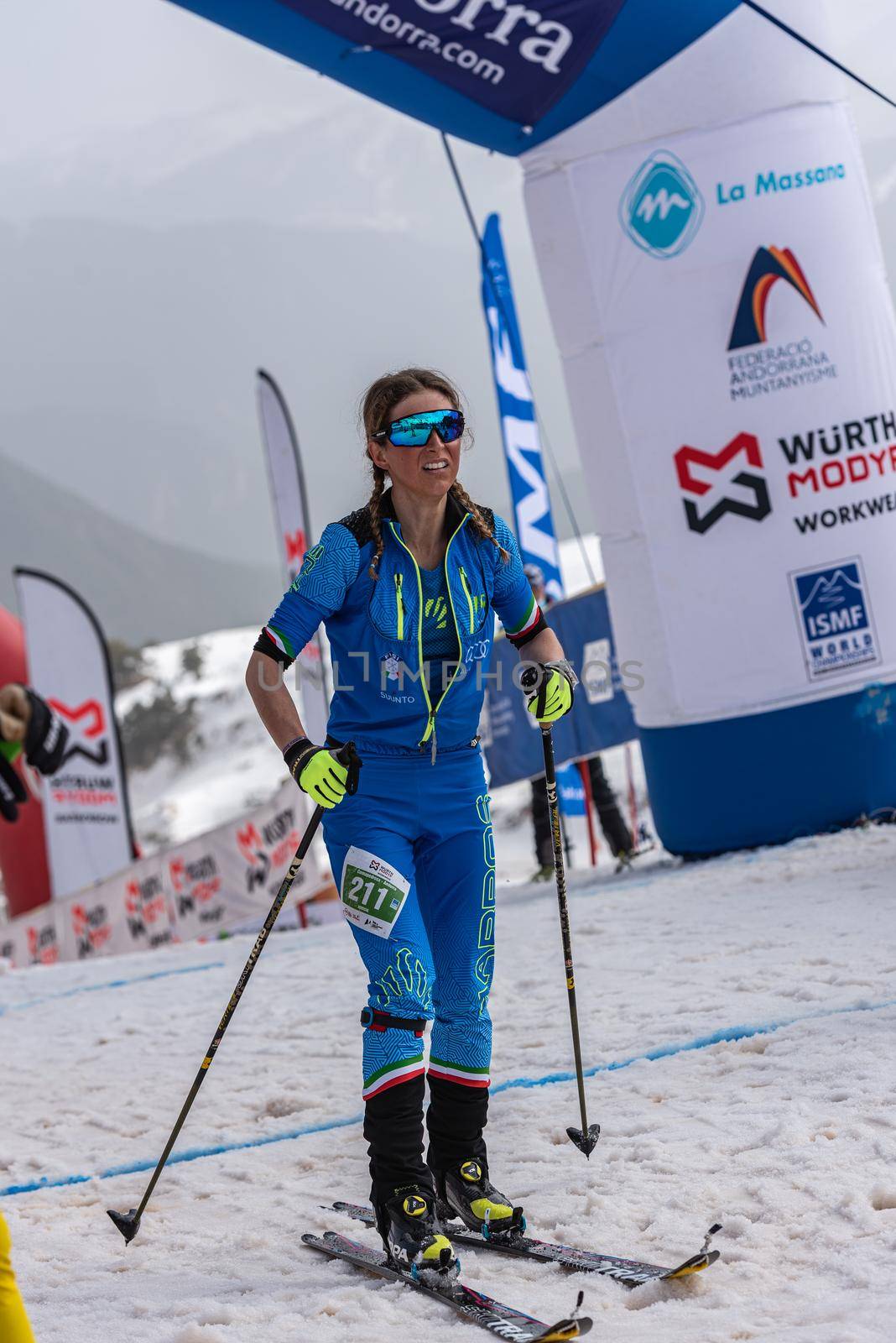 Arinsal, Andorra: 2021 March 4 :  COMPAGNONI Giulia ITA in the finish line ISMF WC Championships Comapedrosa Andorra 2021 Vertical Race.