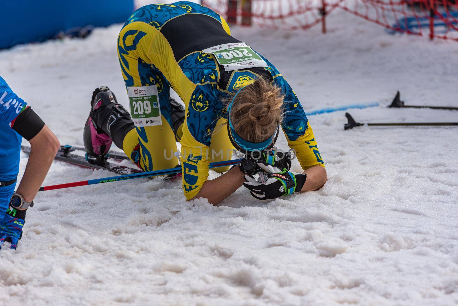 Arinsal, Andorra: 2021 March 4 :  BORGSTRöM Fanny SWE in the finish line ISMF WC Championships Comapedrosa Andorra 2021 Vertical Race.