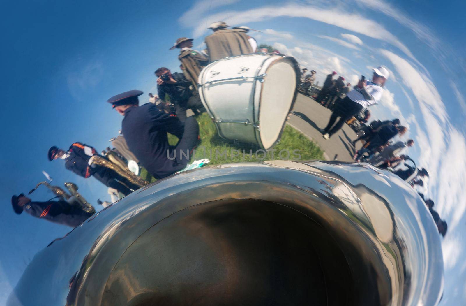 KIEV, UKRAINE - May. 09, 2015: Military bands march on the day of the 70th anniversary of the victory over Nazism in Kiev