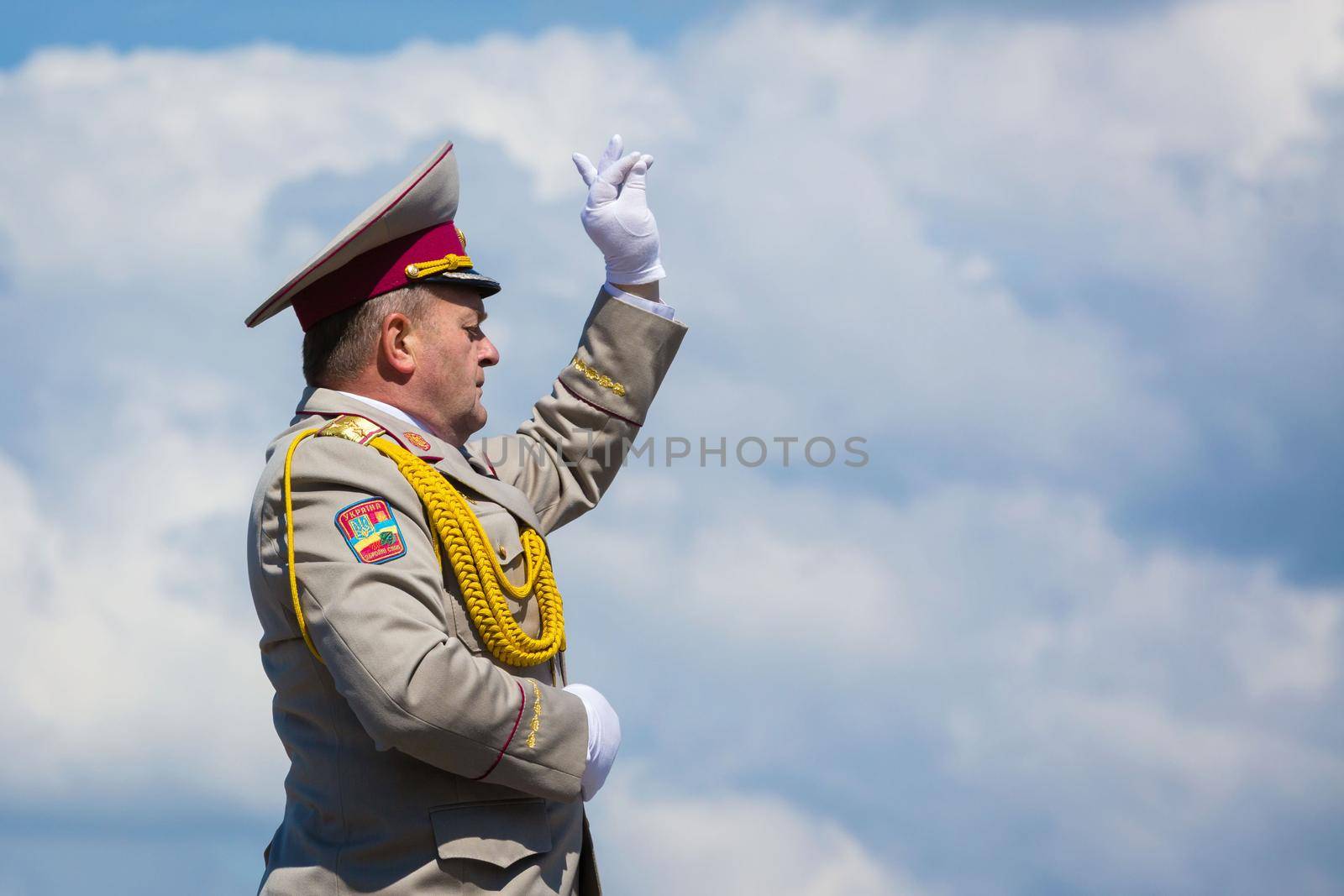Conducted during the march of military bands on the day of the 70th anniversary of the victory over Nazism in Kiev