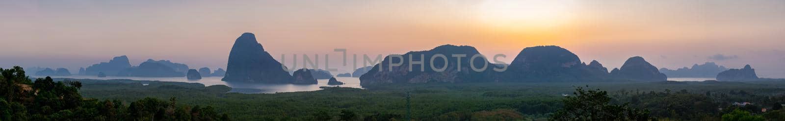 Aerial view Phang Nga Bay, Beautiful View of Phang Nga Bay from Samet Nang She Viewpoint, Thailand. A by fokkebok