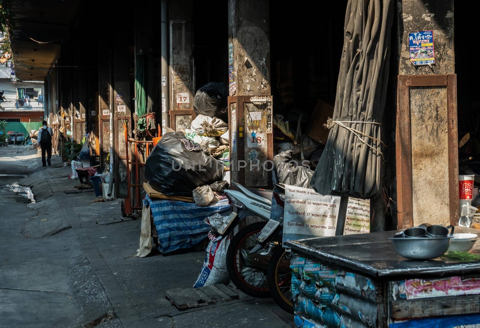 bangkok,Thailand - Feb 28, 2021 : Storage area behind at old market. Selective focus.