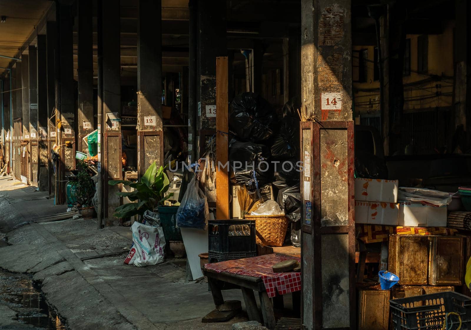 bangkok,Thailand - Feb 28, 2021 : Storage area behind at old market. Selective focus.