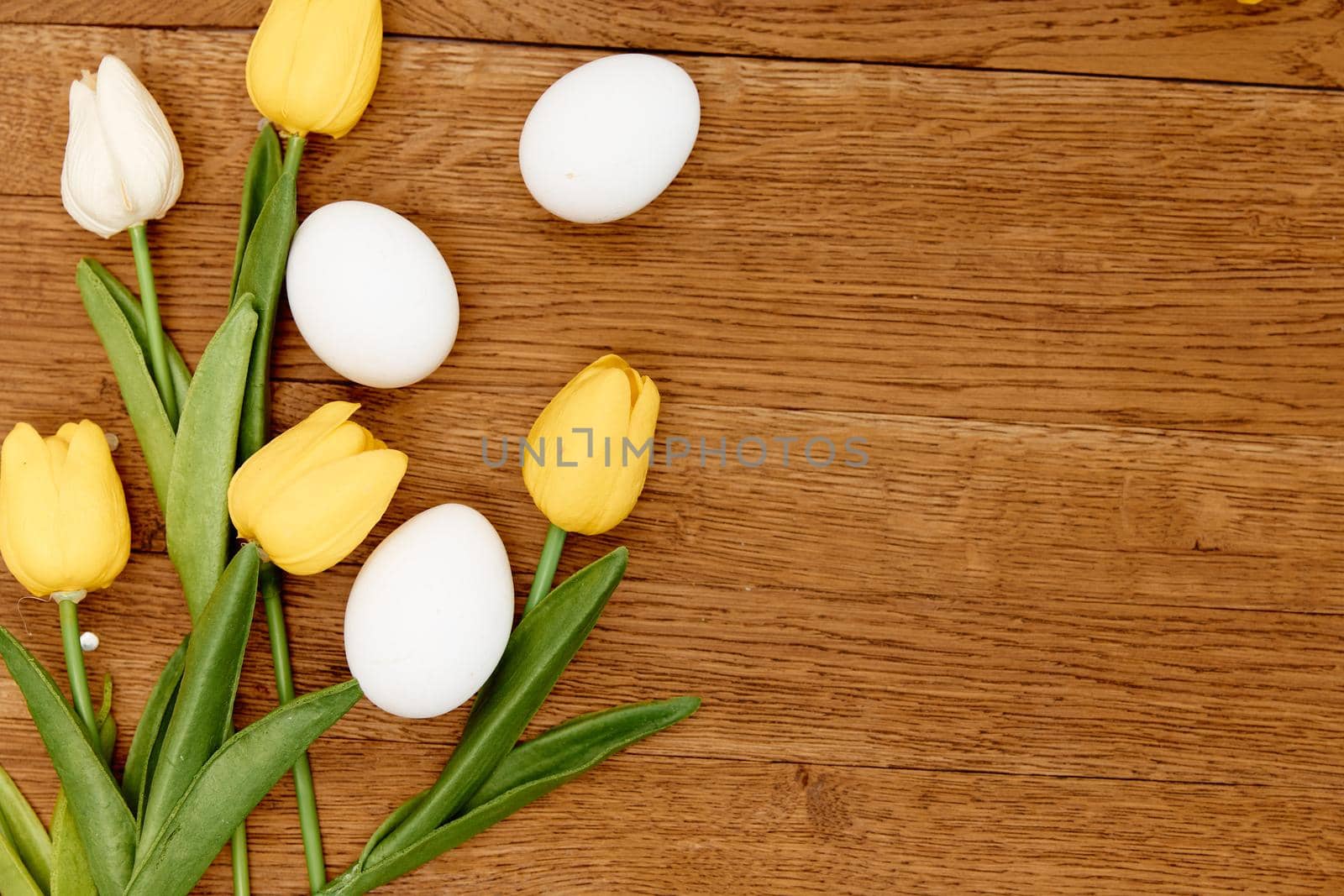 Bouquet flowers easter eggs decoration tradition holiday. High quality photo