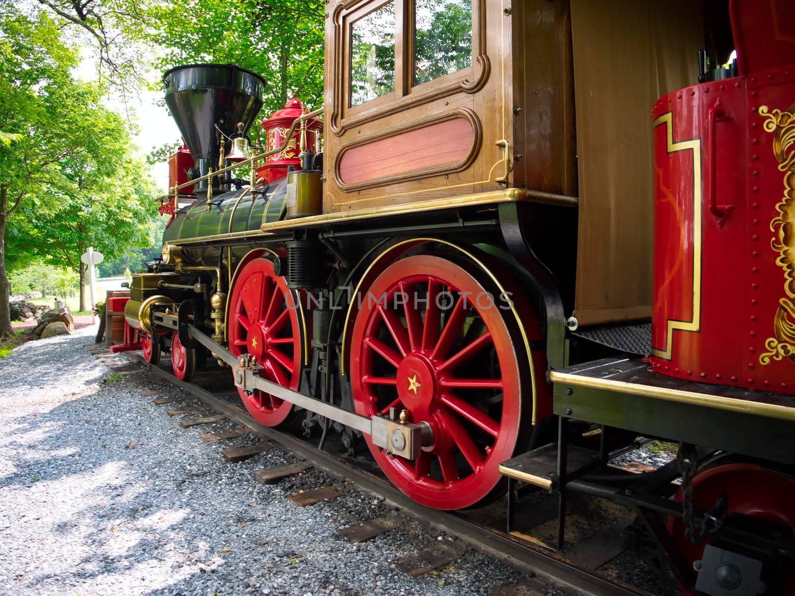 View of Antique Restored Steam Locomotive Drive Gear