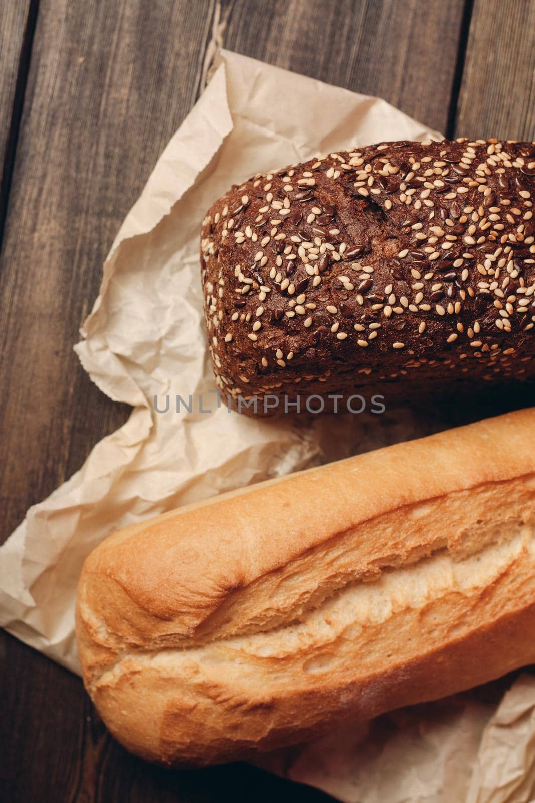 powerful products on a wooden table and paper packaging texture close-up. High quality photo