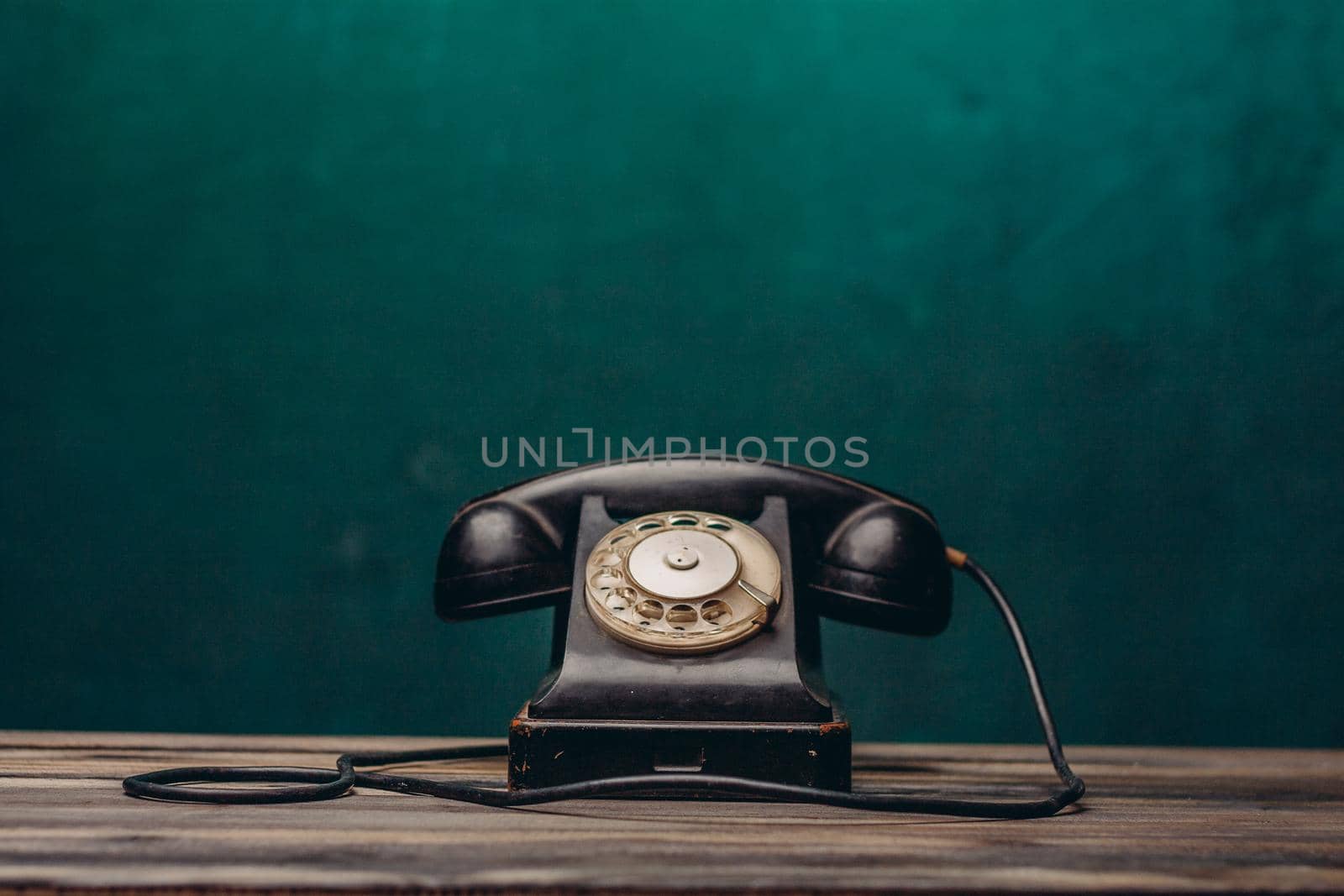 black retro telephone office communication technology nostalgia. High quality photo