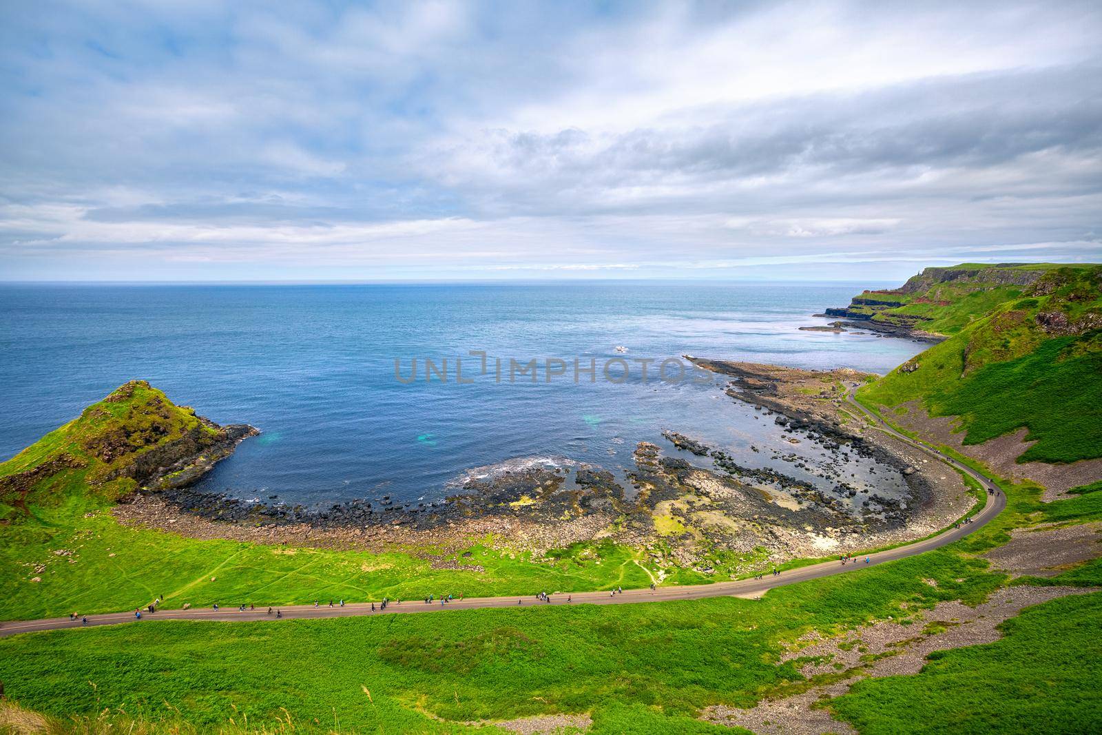 Portnaboe bay and North Antrim Cliff from Great Stookan, Giant's Causeway, UK by zhu_zhu