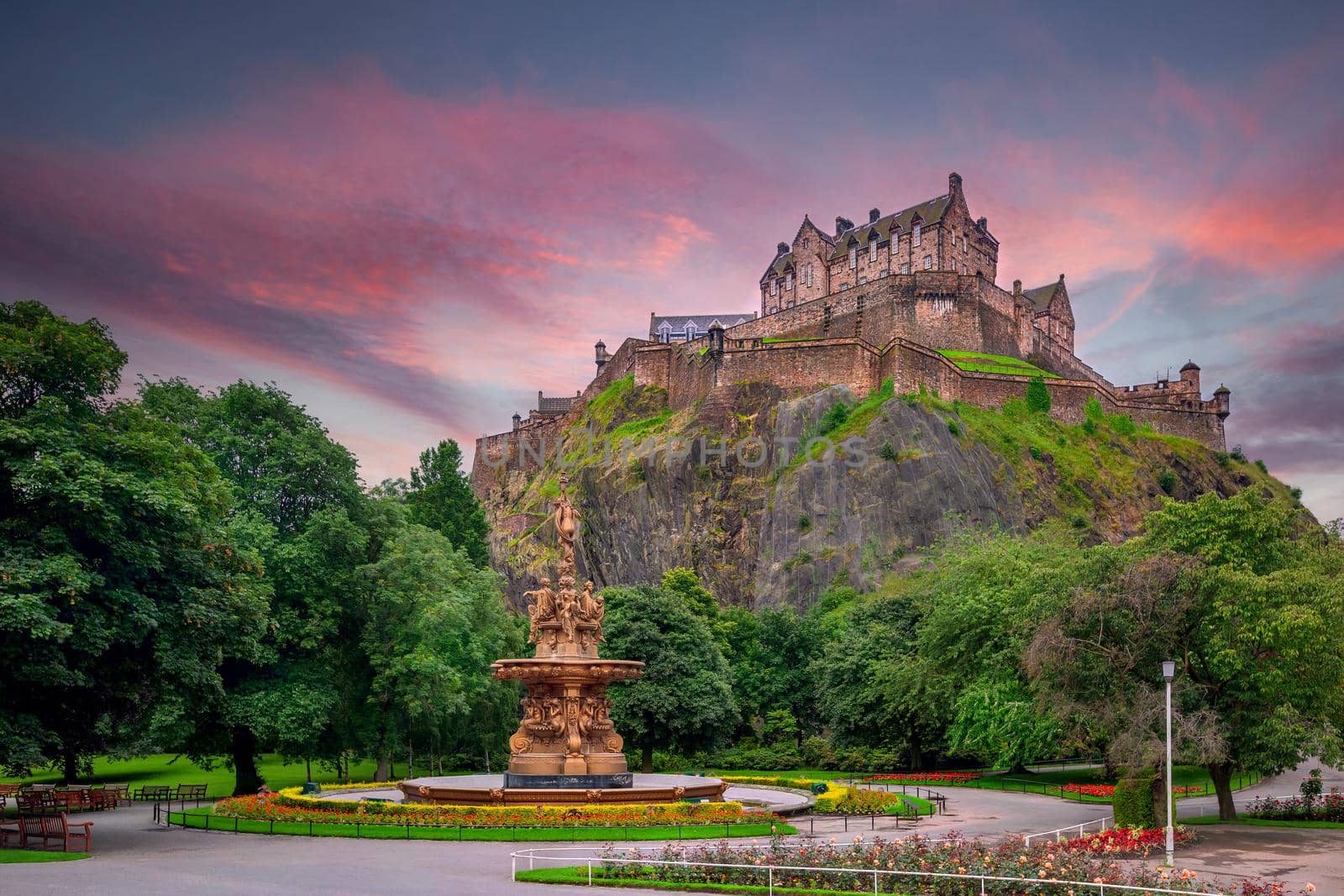 view on Edinburgh Castle from Princes Street Gardens, Scotland, United Kingdom by zhu_zhu