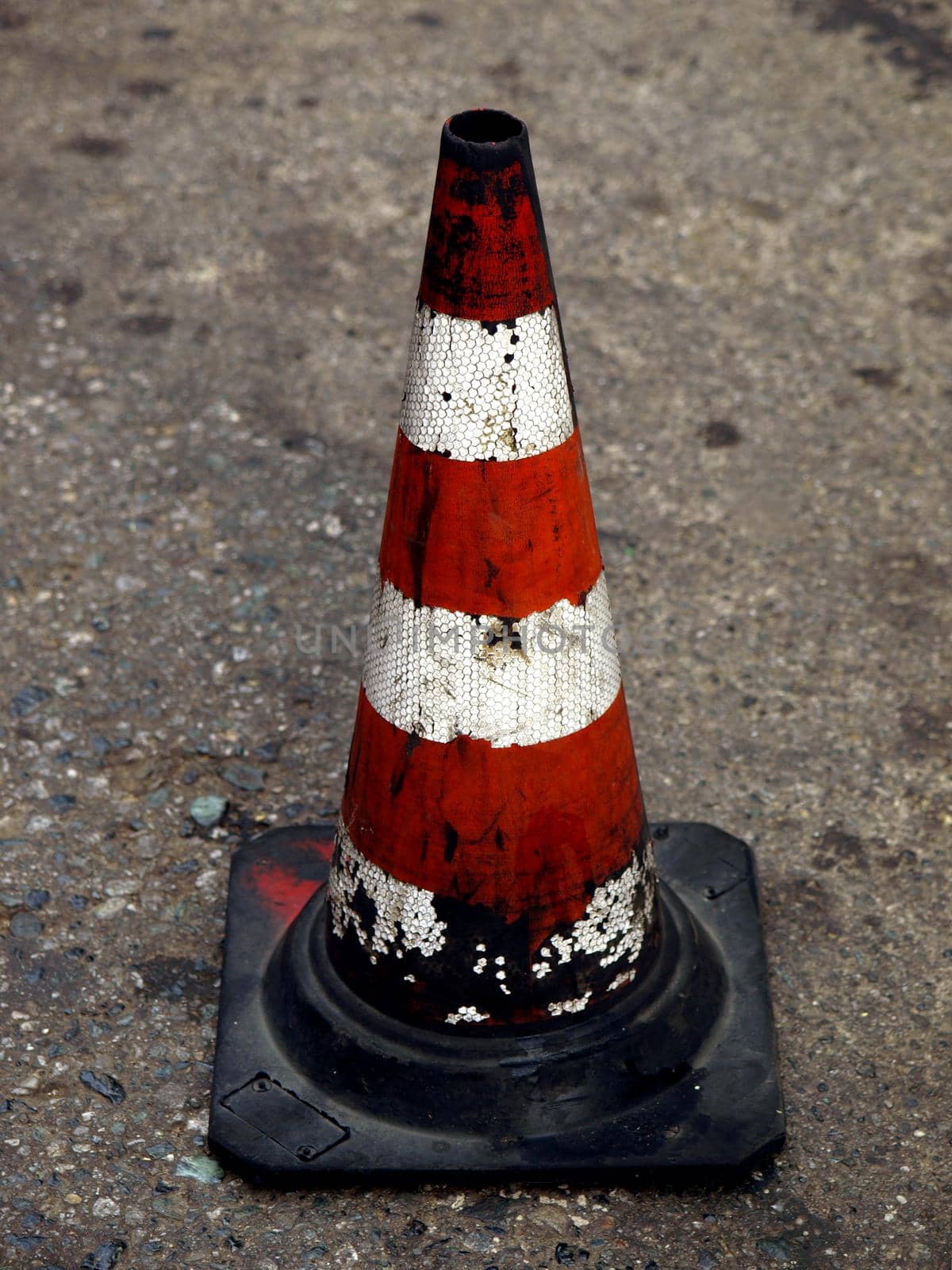traffic cone to mark road works or temporary obstruction traffic sign