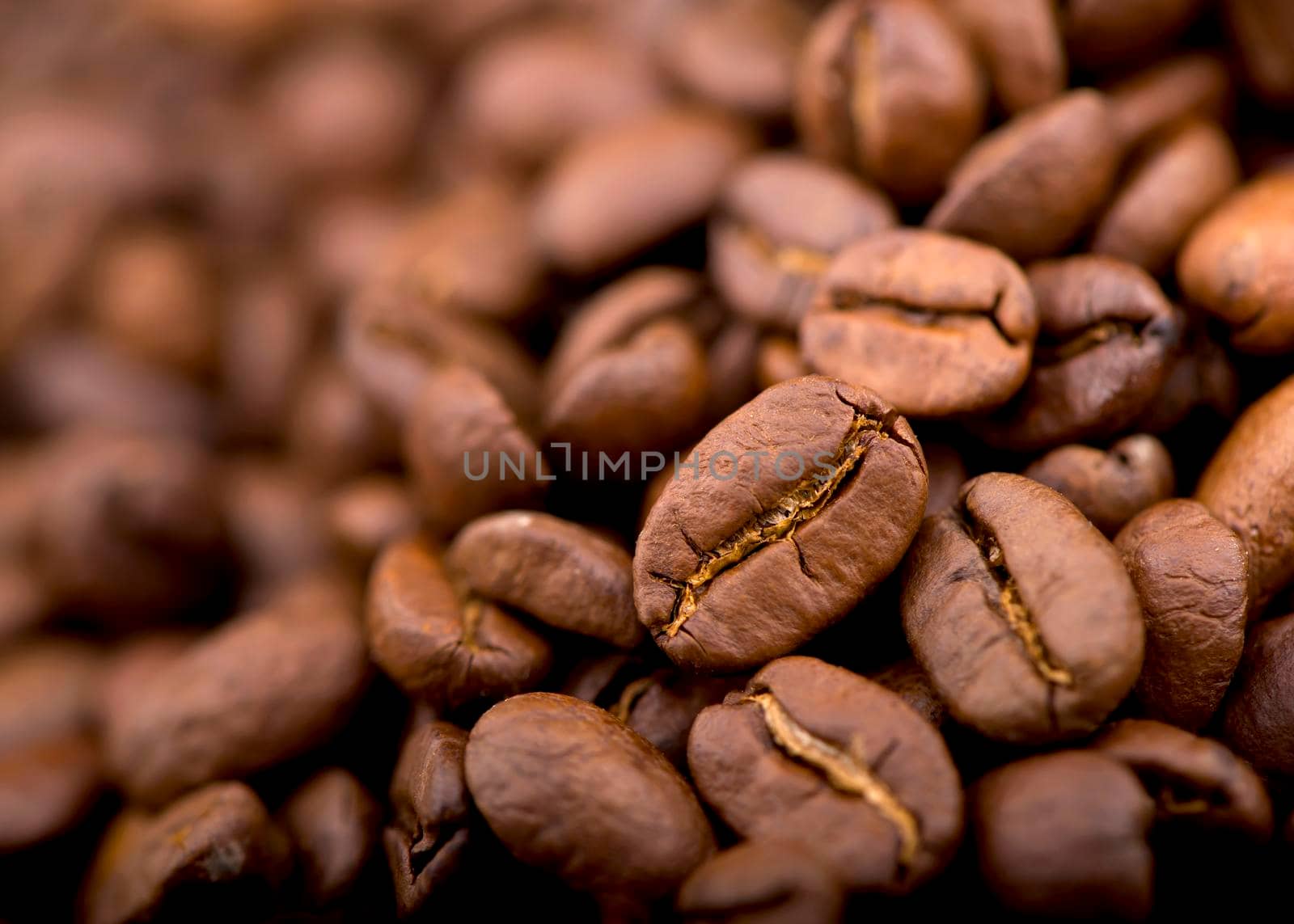 fried bright with smoky grains, coffee beans background by aprilphoto