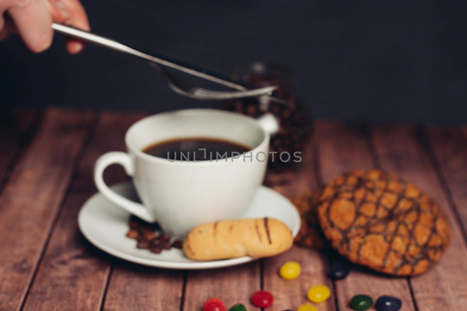 crispy biscuits a cup of coffee breakfast eating sweets. High quality photo
