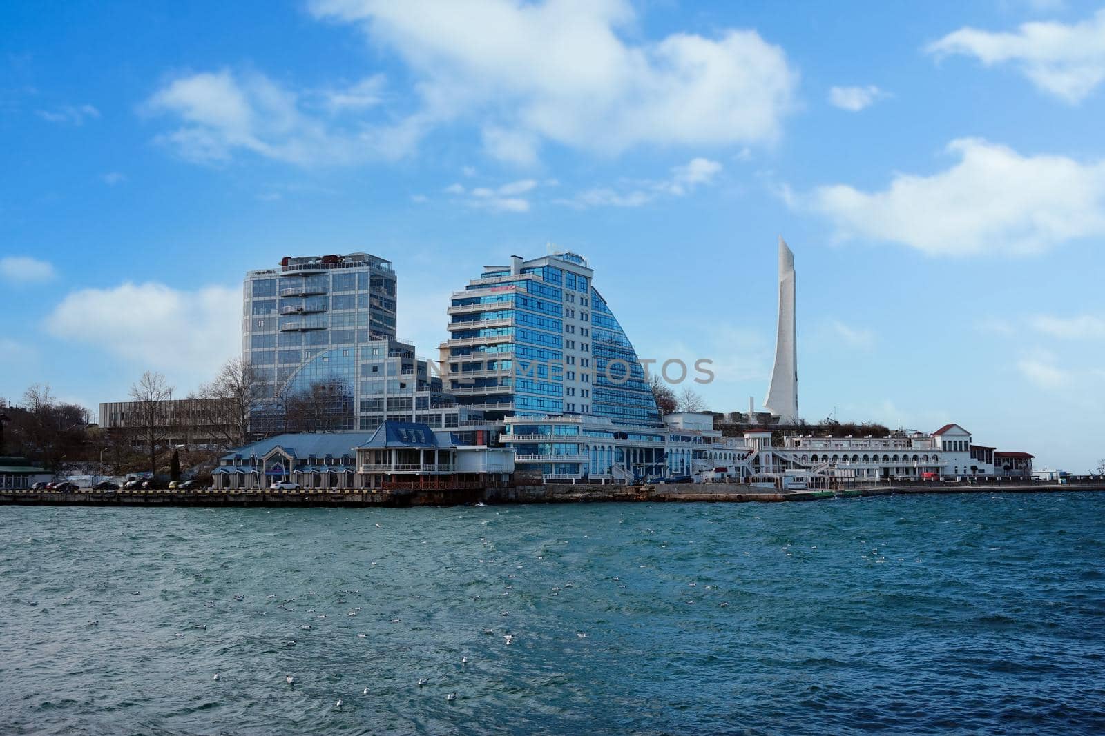 Urban landscape of Sevastopol with buildings and architecture.