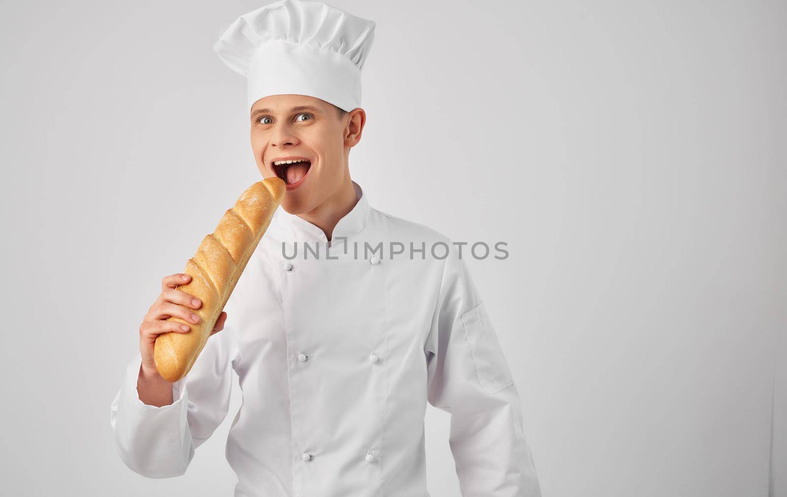male chef cooking professional restaurant service uniform. High quality photo