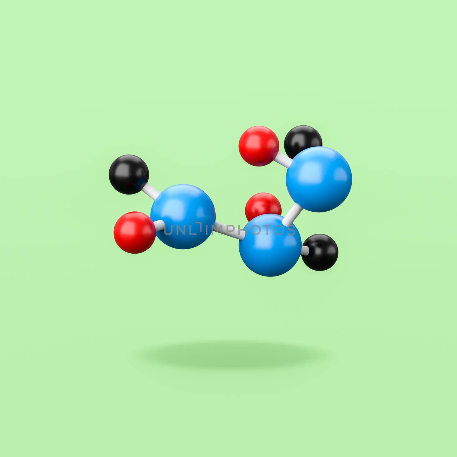 Molecule Shape Structure Isolated on Flat Green Background with Shadow 3D Illustration