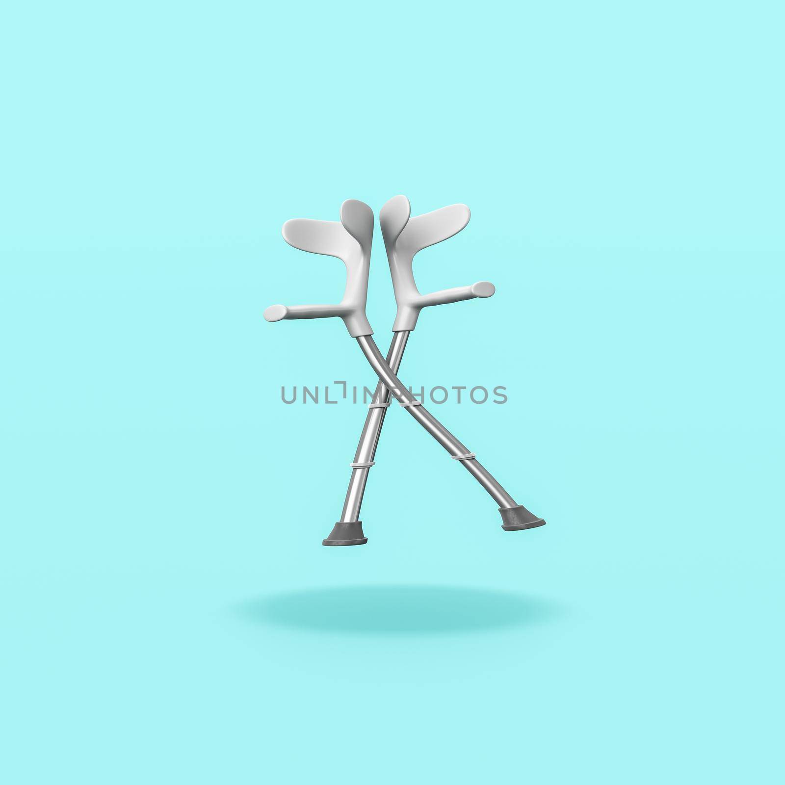 Pair of Crutches on Blue Background by make