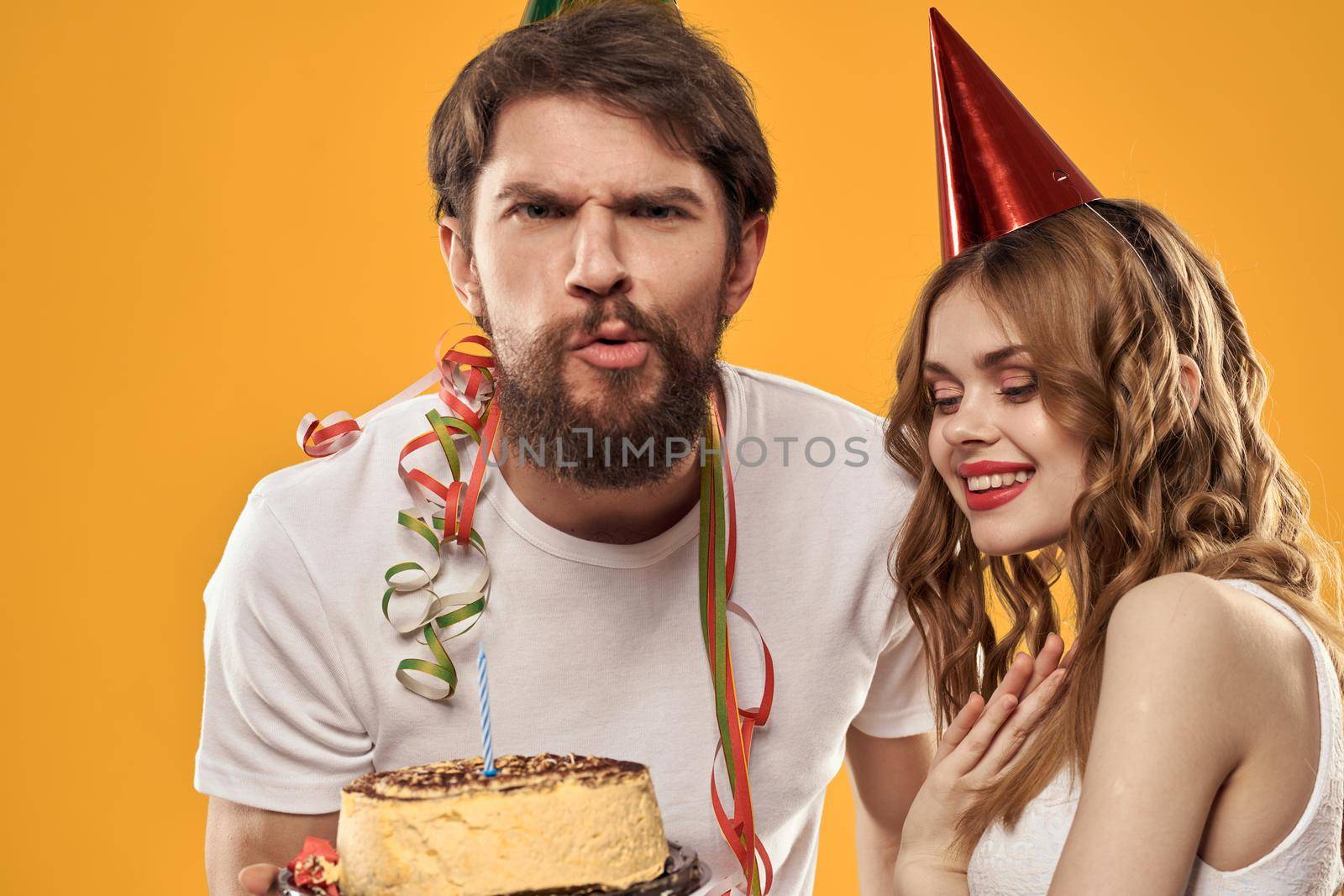 Man and woman celebration fun birthday cake by SHOTPRIME