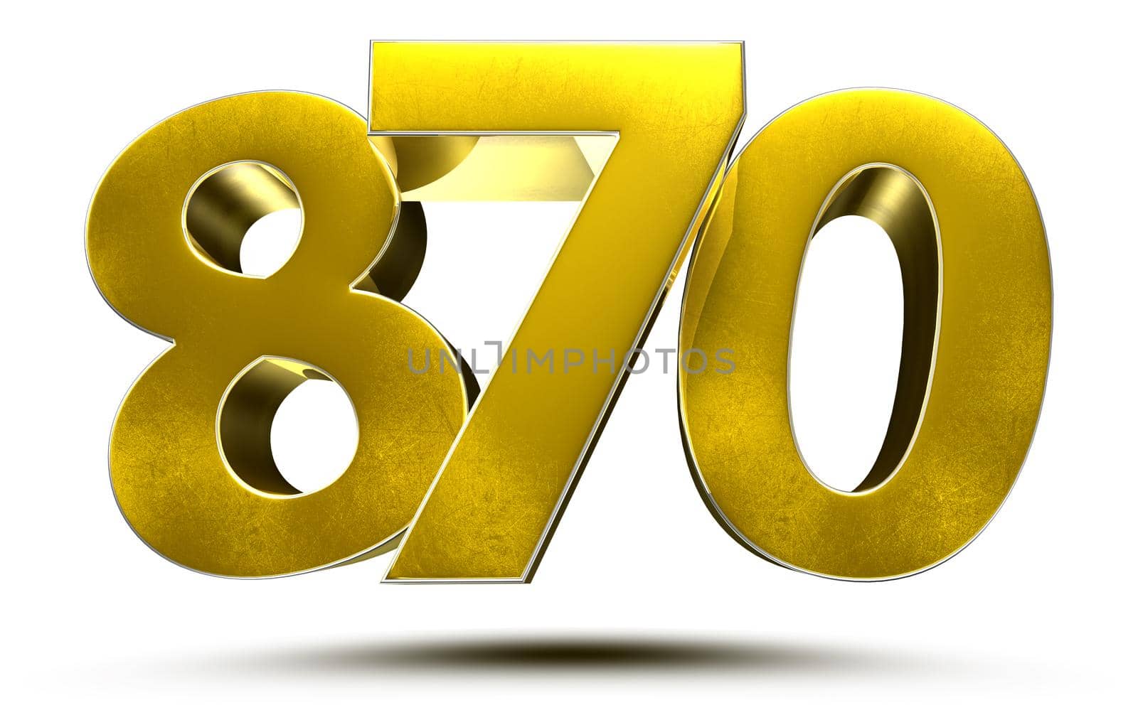 3D illustration 870 gold on a white background with clipping path. by thitimontoyai