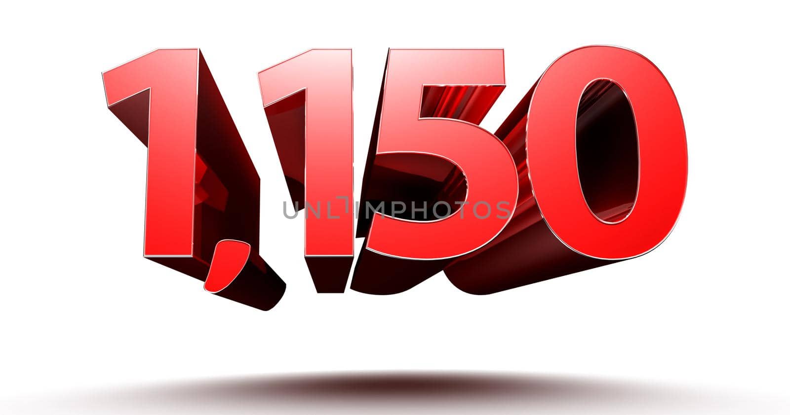 3D illustration Red number 1150 isolated on white background with clipping path. by thitimontoyai