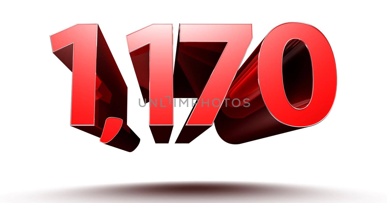 3D illustration Red number 1170 isolated on white background with clipping path. by thitimontoyai