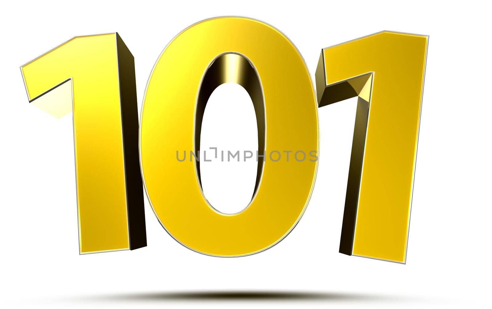 Gold 3d number 101 on white background.With clipping path. by thitimontoyai