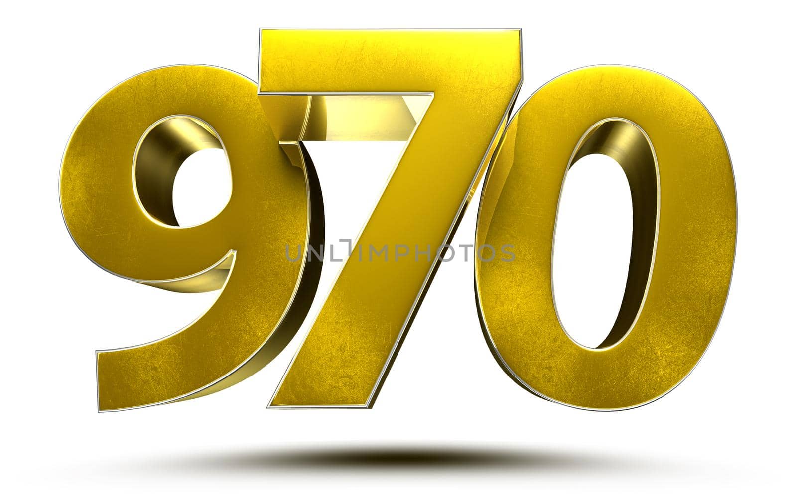 Gold 3d number 970 on white background.With clipping path. by thitimontoyai