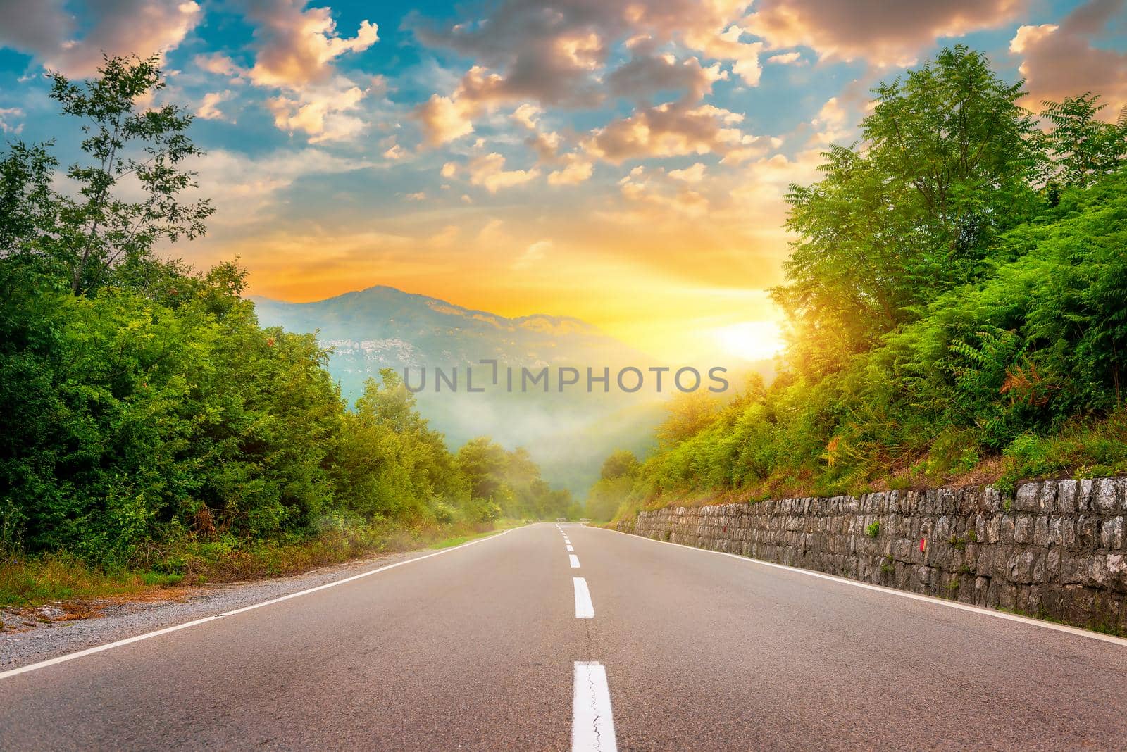 Landscape with the image of mountain road in montenegro