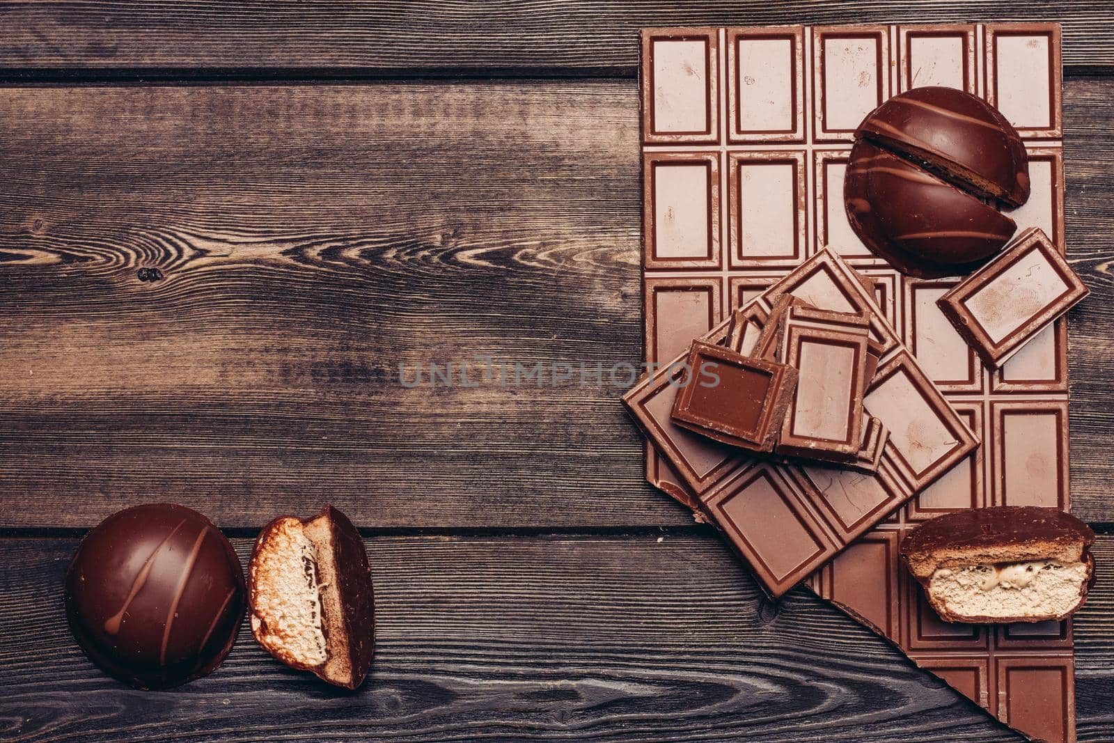 bar chocolate marshmallows sweets energy Desert Gourmet. High quality photo