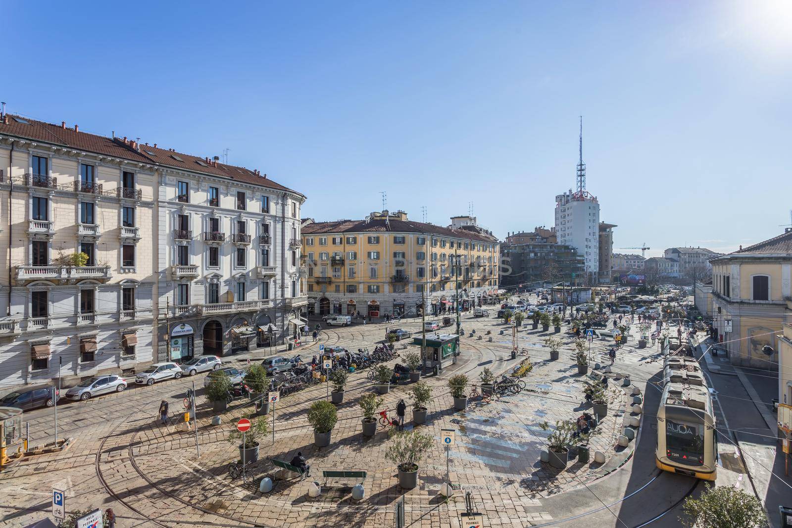 Porta Genova station in Milan, ITALY - February 8, 2021.