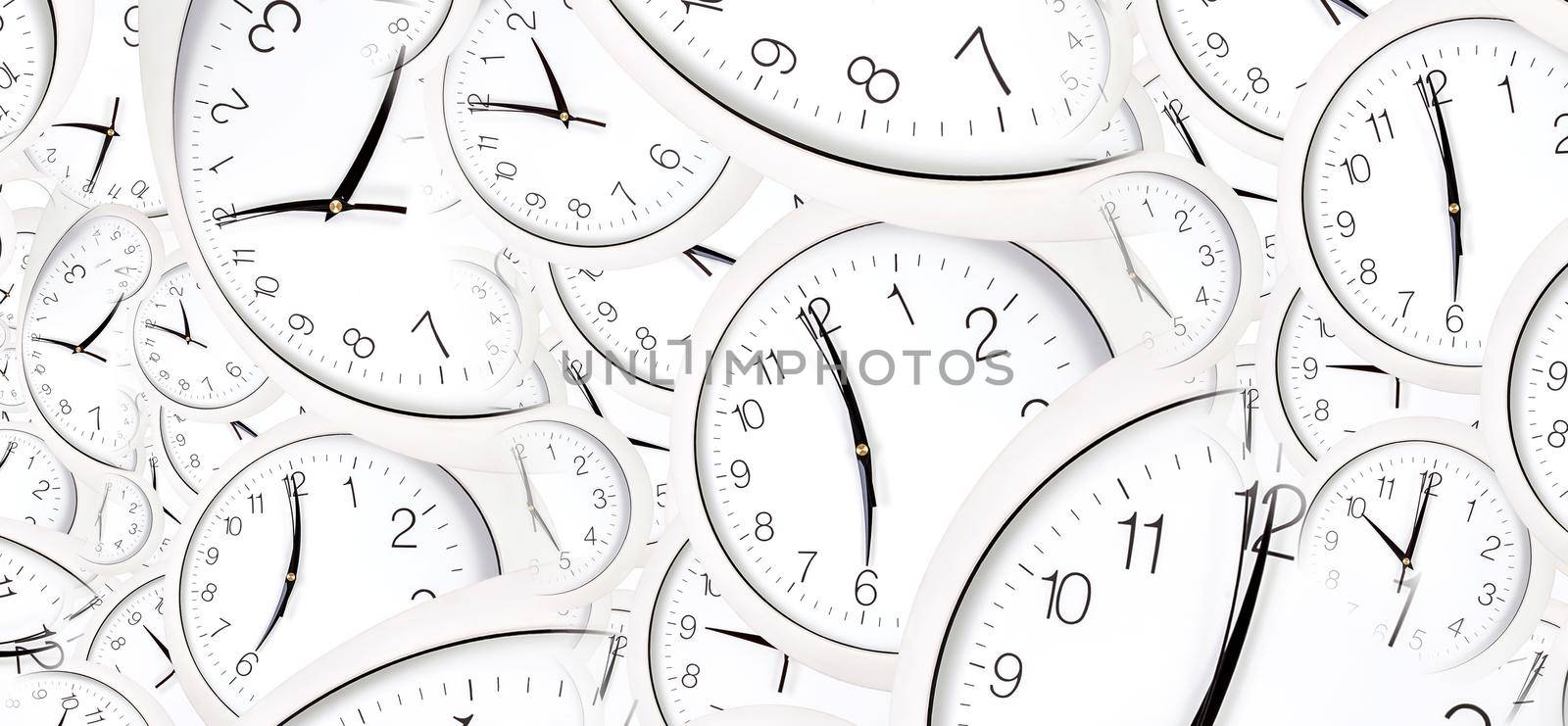 Droste effect background with infinite clock spiral. Abstract design for concepts related to time and deadline.