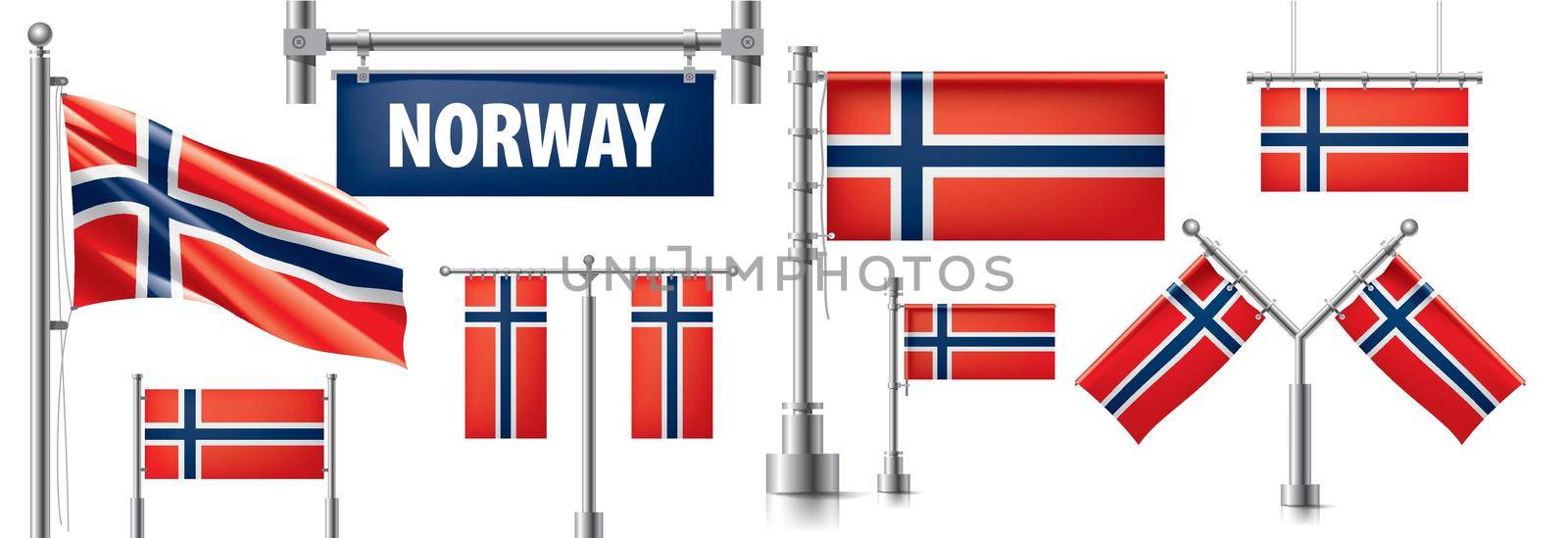 Vector set of the national flag of Norway in various creative designs.