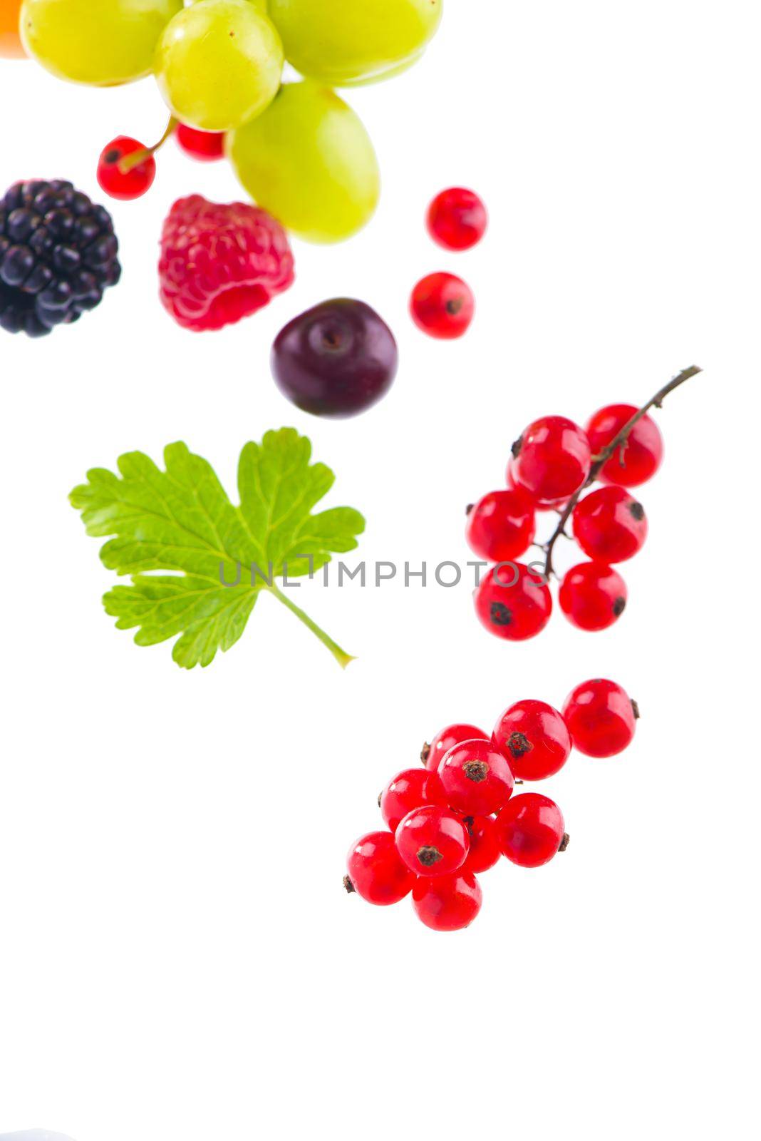 berry mix isolated on a white background.