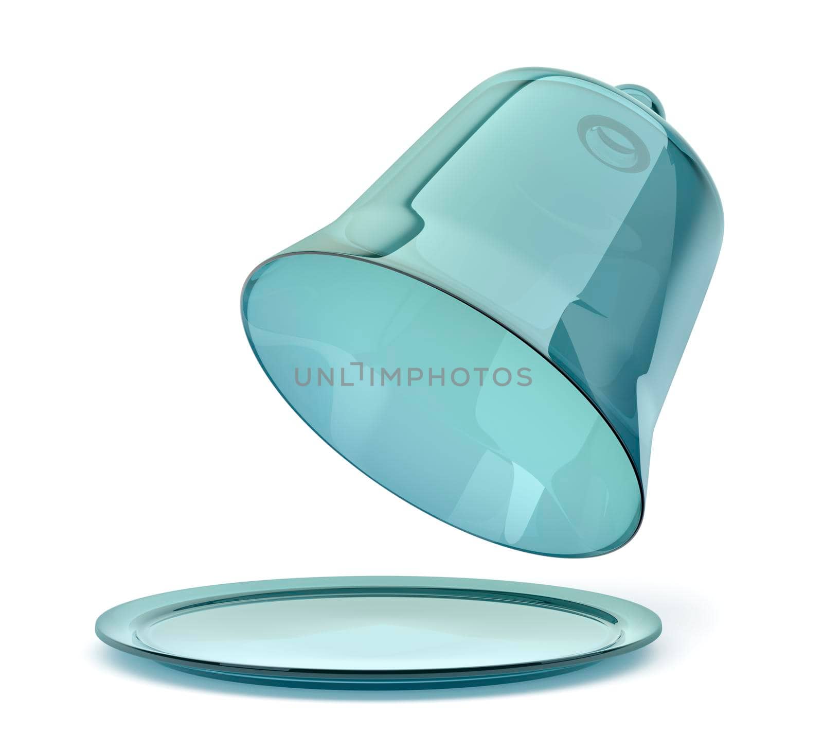 Opened glass cloche on white background