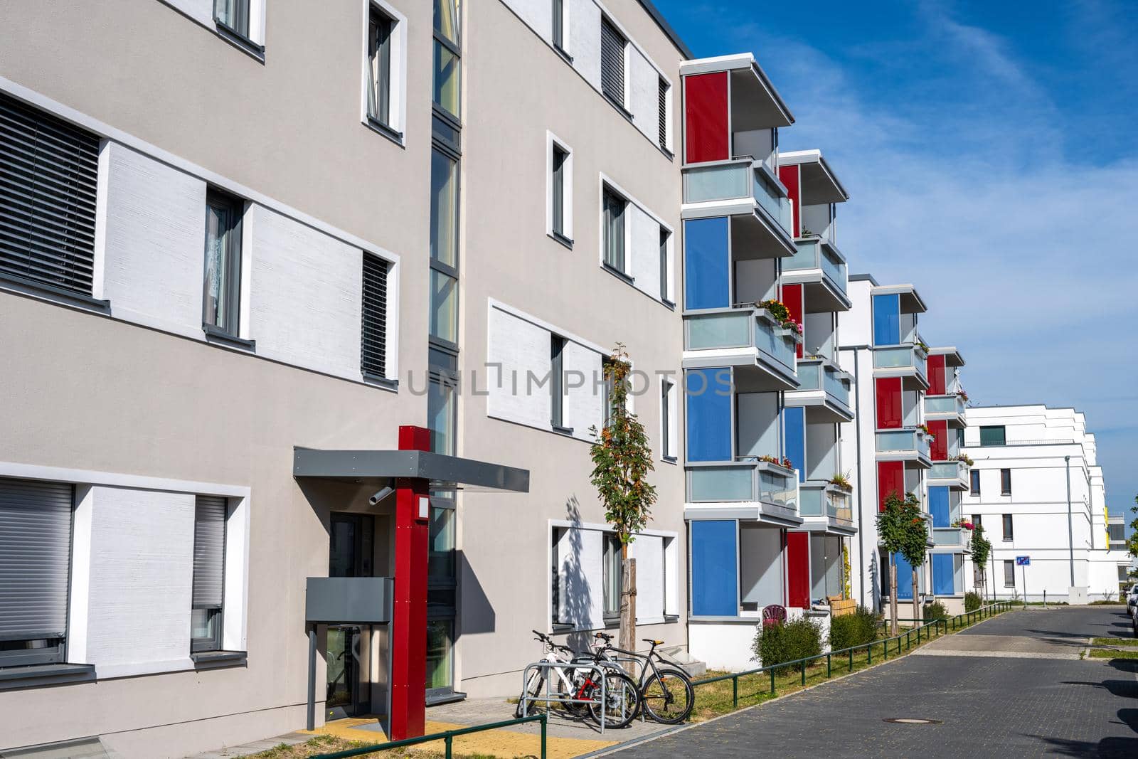 New generic apartment buildings seen in Berlin, Germany