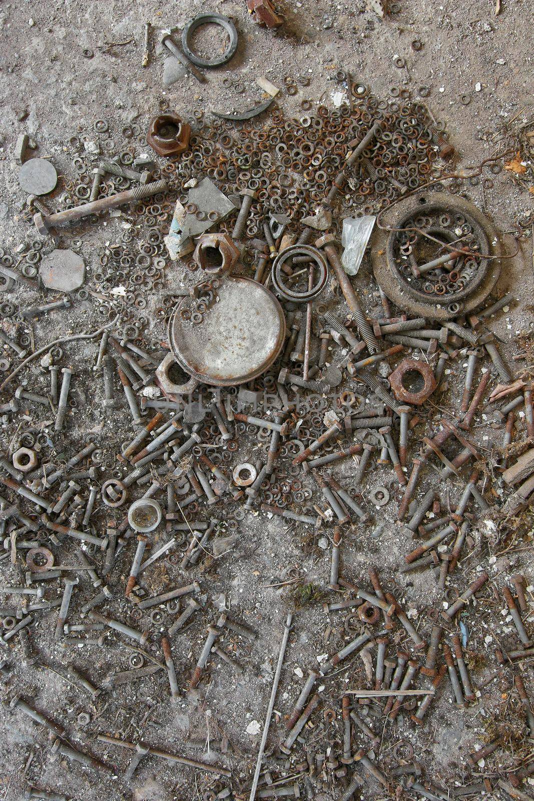 Abstract detail of the old and damegd rusted bolt