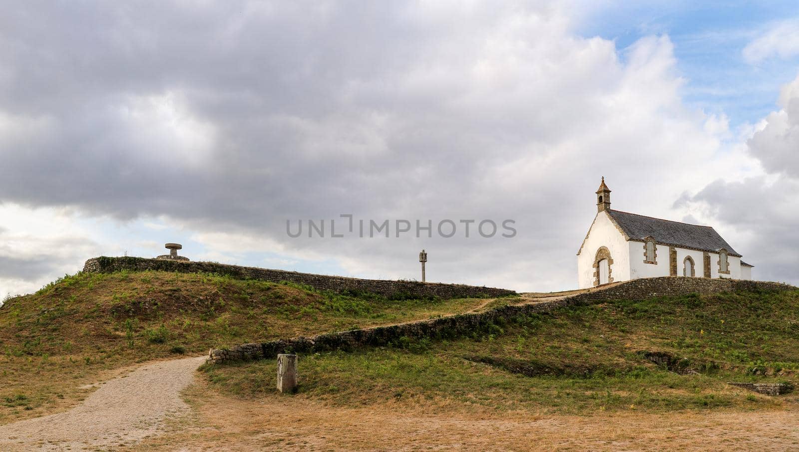 Saint-Michel tumulus and Chapel of Saint-Michel near Carnac in Brittany by Mibuch