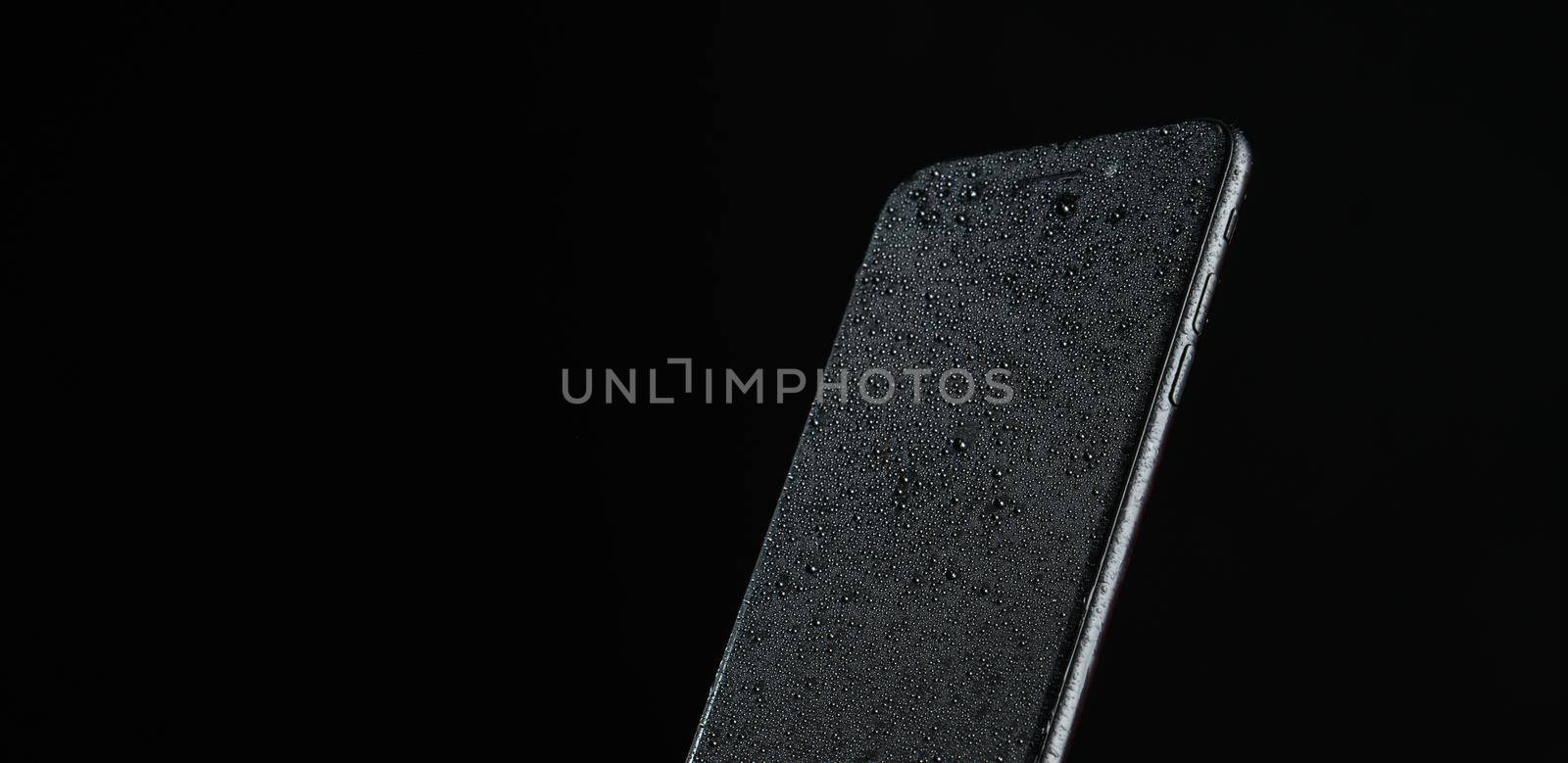 mobile phone new technology black background texture interior. High quality photo