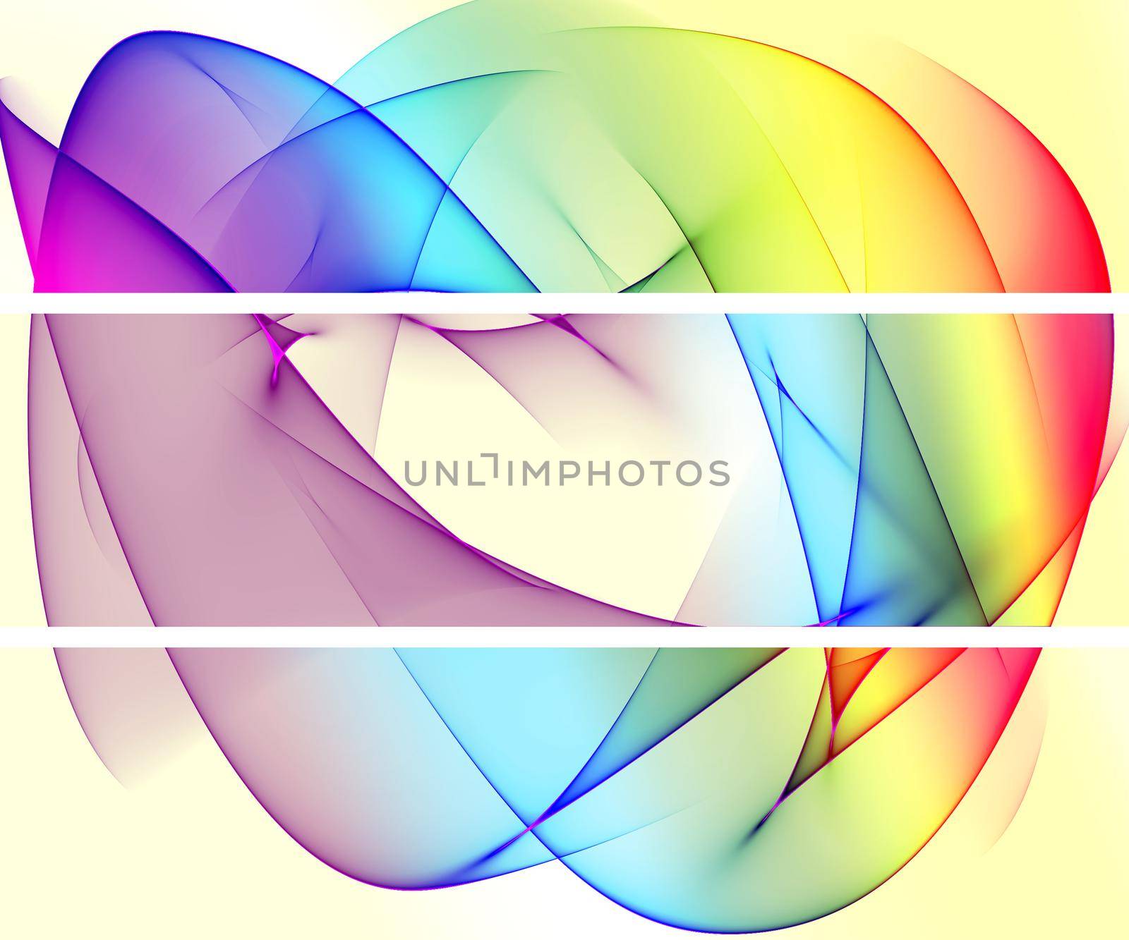 3D illustration of colorful banner set with blended abstract curve shapes for creative art and web design purposes