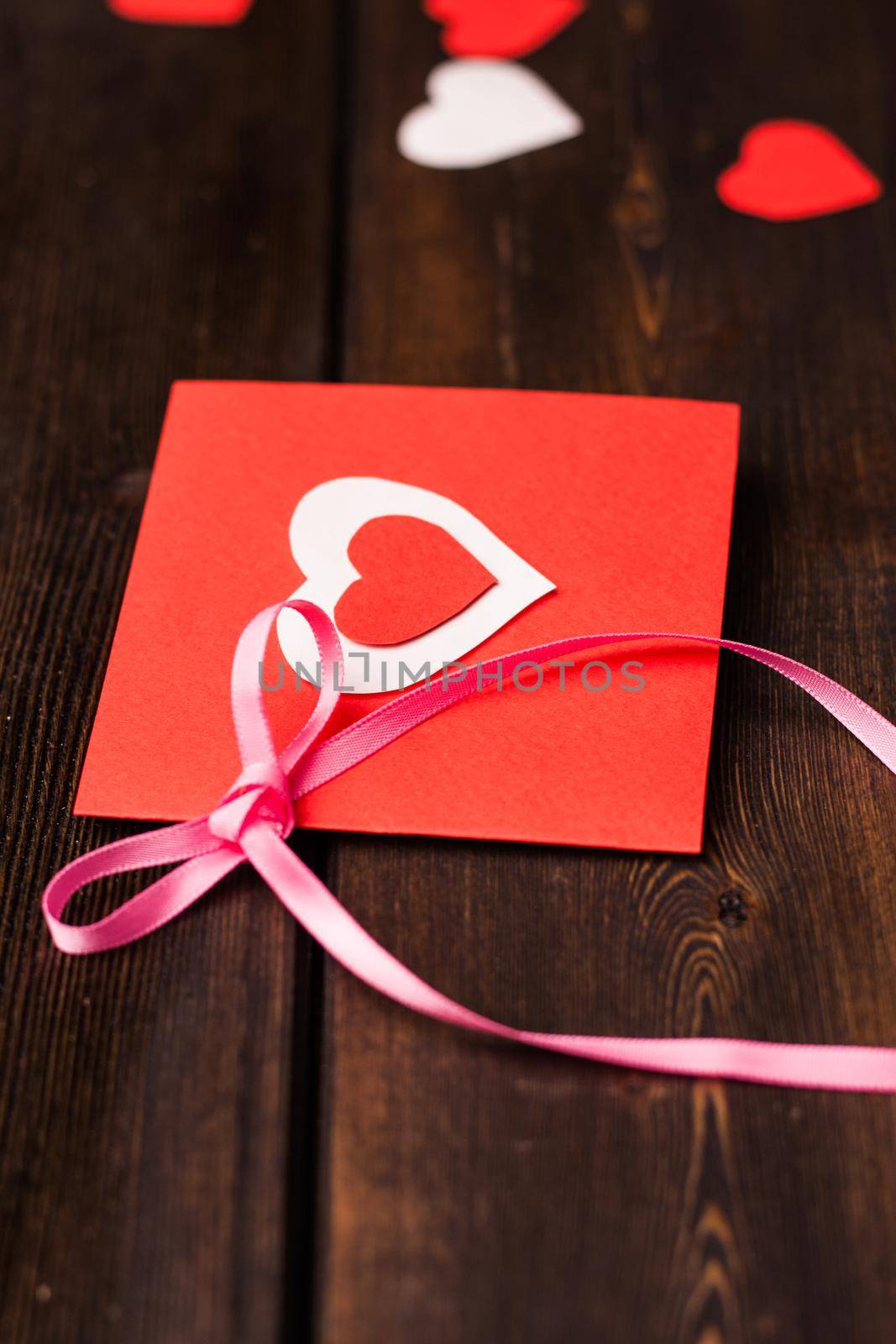 Red card with heart gift holiday love romance by SHOTPRIME