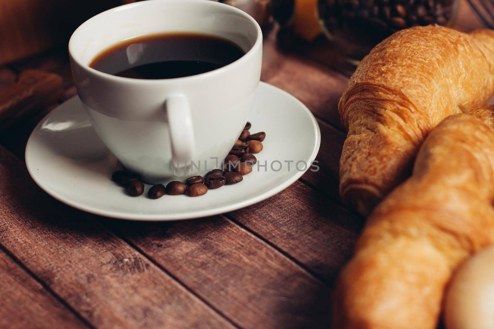 biscuits a cup of coffee breakfast eating sweets. High quality photo