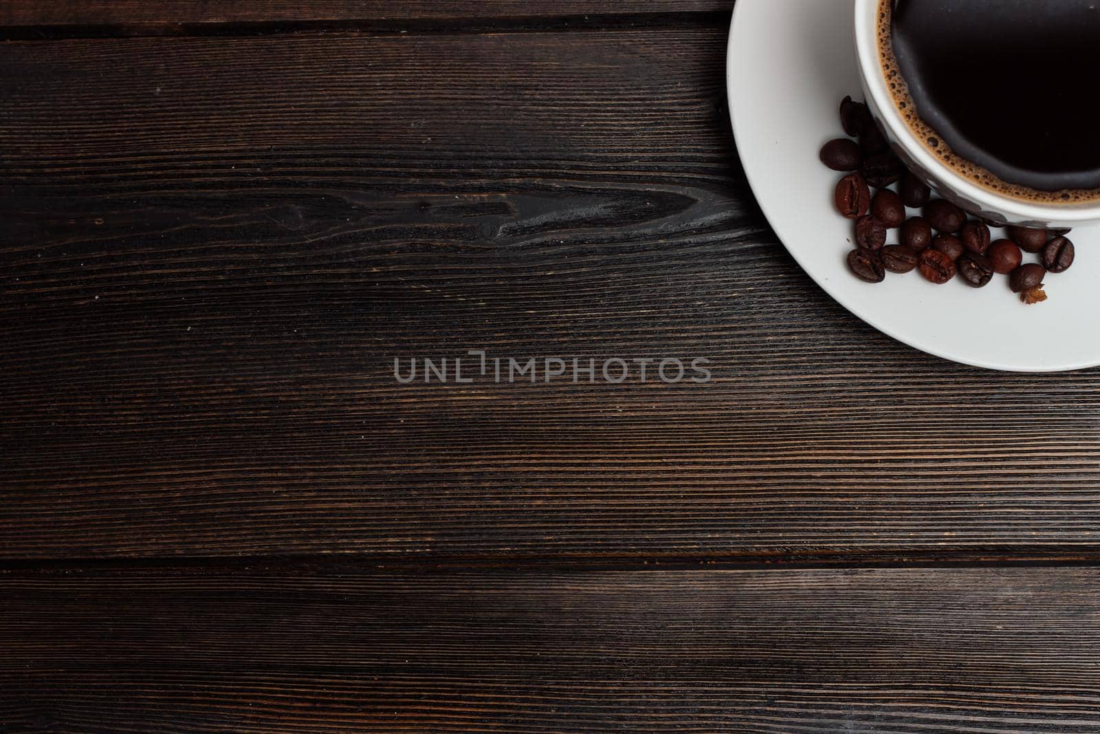 hot coffee mug wooden table rest breakfast snack. High quality photo