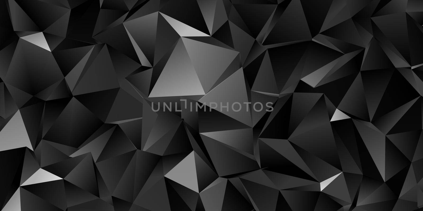 Abstract black triangle background, low poly illustration, dark polygon pattern