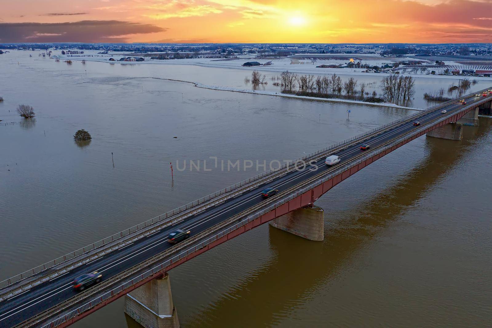 Aerial from the river Nederrijn near Rhenen in the Netherlands by devy